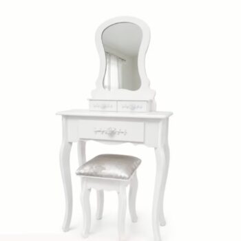 Girls' Dainty White Dresser with Stool: Barely-Used