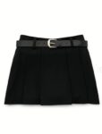 Black Pleated Short Skirt with Belt: Brand-New