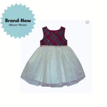 Blueberi Boulevard Plaid Dress with White Tulle Skirt: Brand-New
