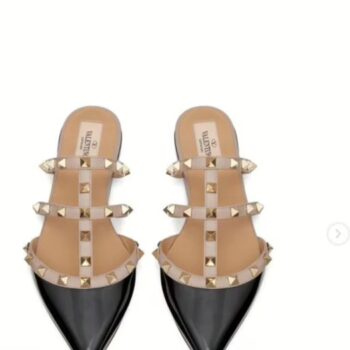 Valentino Garavani Rockstud Patent Leather Mules: Brand-New
