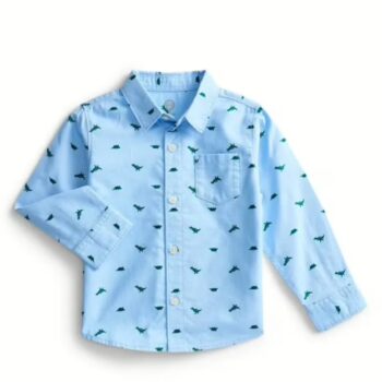 Dino Frenzy Long-Sleeved Cotton Shirt: Brand-New