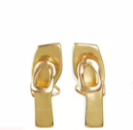 Jeffery Campbell Tan Satin Kitten Heel Sandals Condition: Brand-New