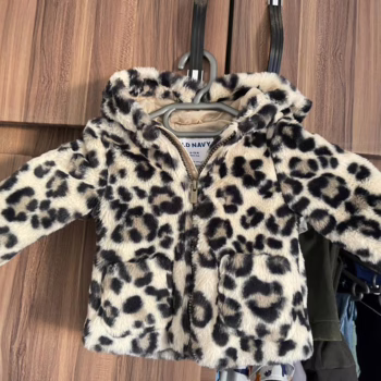 Old Navy Faux -Fur Leopard-Print Hooded Zip Jacket