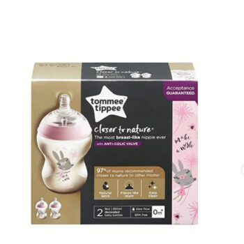 Tommee Tippee Closer to Nature Baby Bottle Decorated Pink, 9 Ounce, 2 Count: Brand-New