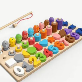Smart Explorer 4-in-1 Wooden Number & Shape Fishing Puzzle: Brand-New
